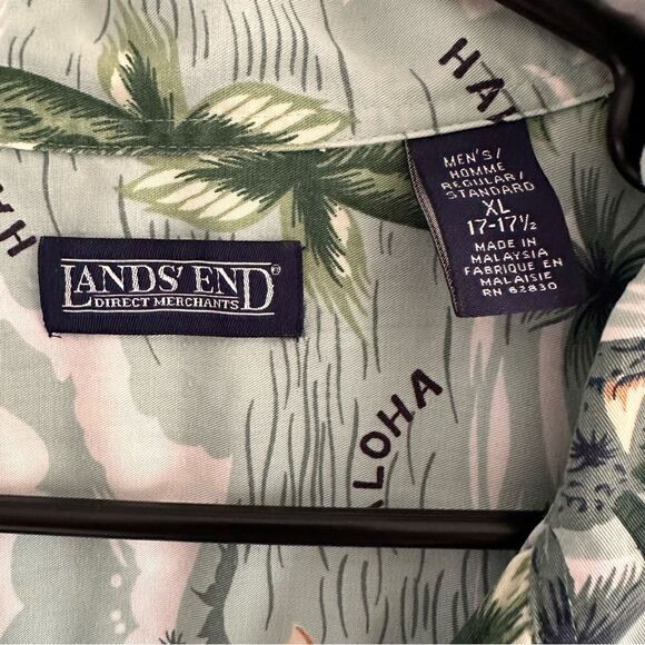 Land's End Rayon Hawaiian Camp Shirt Tropical Print Vacation Beach Men’s XL - Picture 3 of 7